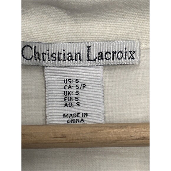 Christian Lacroix Dress Long Sleeve Linen Blend Resort Green White Floral Garden - Picture 3 of 6